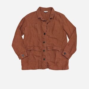 J. Jill 100% Linen Lightweight Utility Shirt Jacket